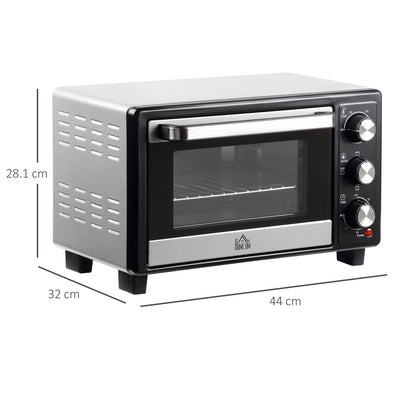 HOMCOM Convection Mini Oven, 16L Countertop Electric Grill, Toaster Oven with Adjustable Temperature, 60 Min Timer, Crumb Tray, Wire Rack, 1400W