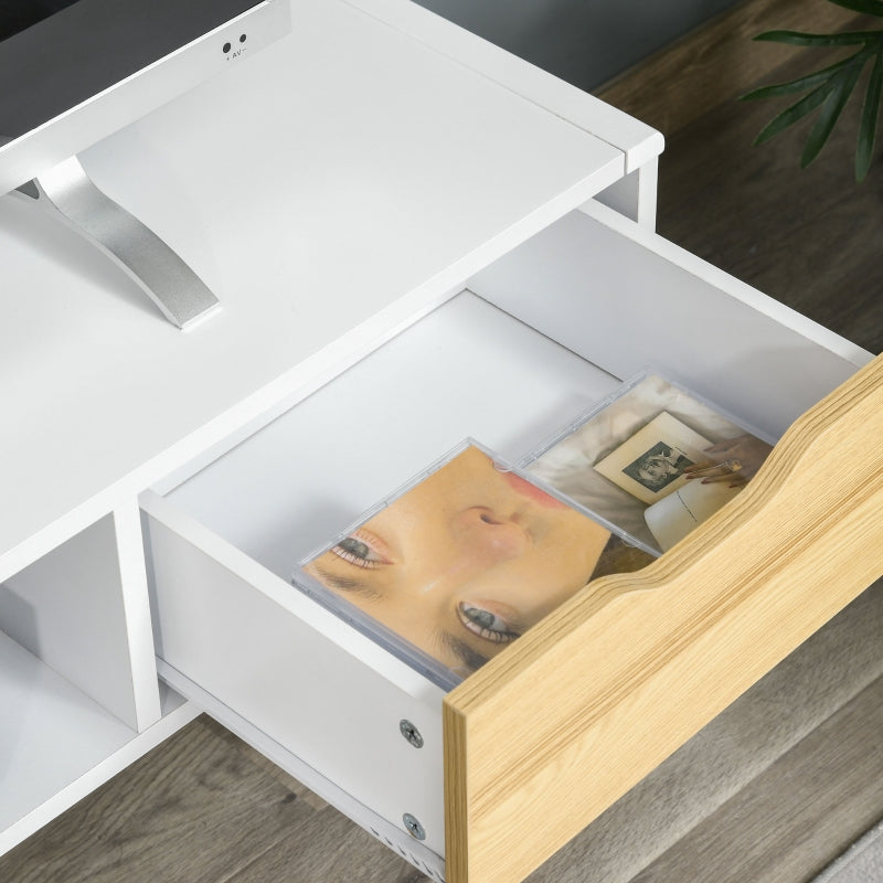 Wooden Base Multi-Storage TV Stand - White