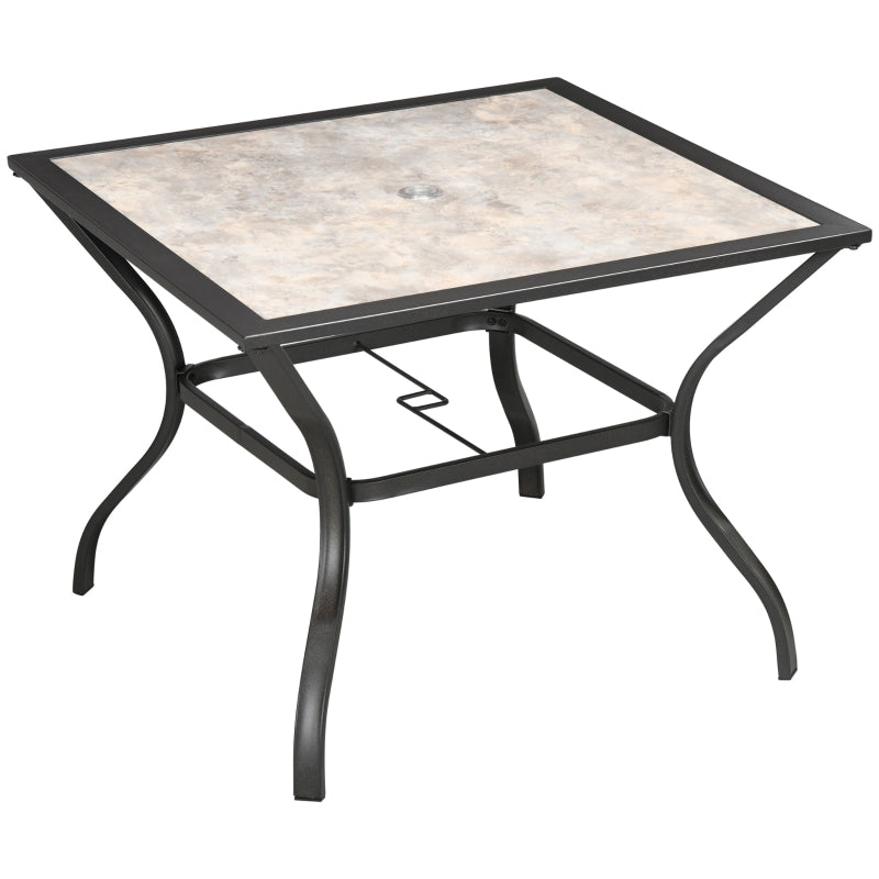 Garden Table With Parasol Hole- Grey