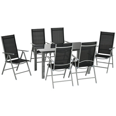 7 Piece Garden Dining Set include Outdoor Table- Black