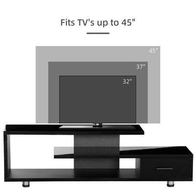 High Gloss TV Unit For TVs Up To 45, Black