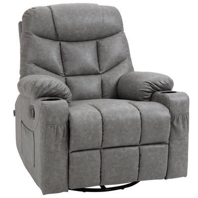 Faux Leather Reclining Armchair - Grey