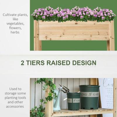 Wooden Raised Plant Stand