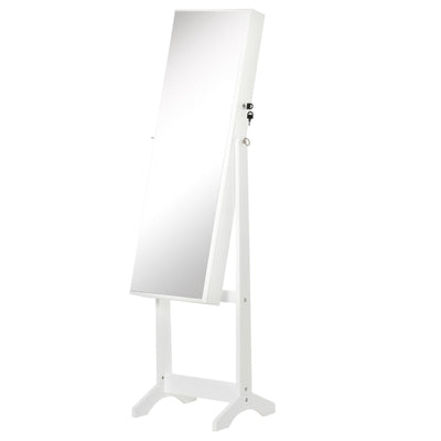 Jewellery Cabinet With Full-Length Mirror, White