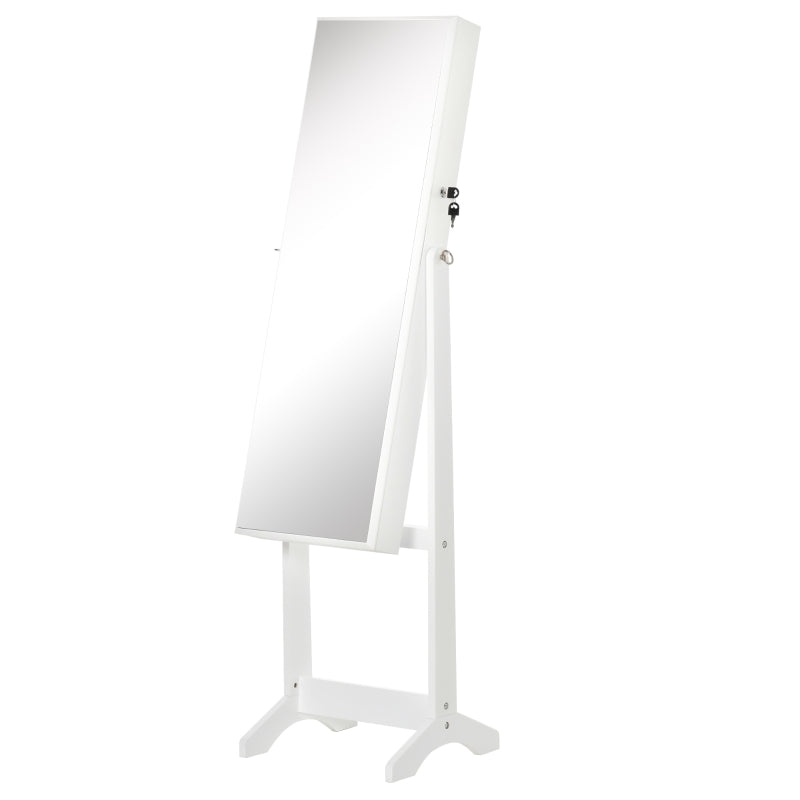 Jewellery Cabinet With Full-Length Mirror, White