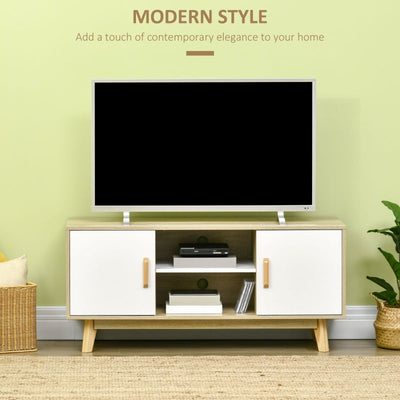 Wood-Effect TV Cabinet, With Storage - White