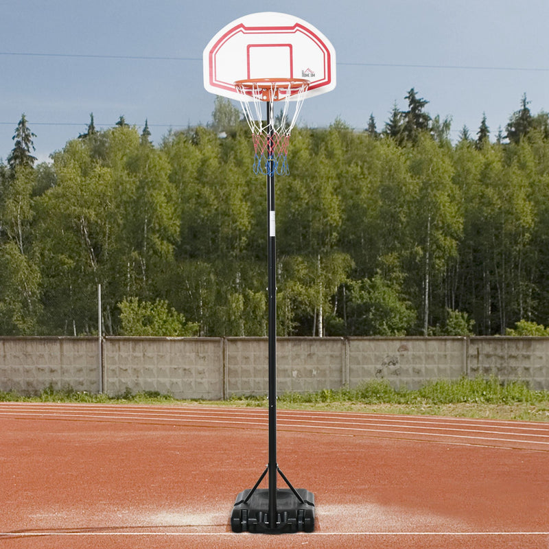 HOMCOM Outdoor Basketball Hoop Stand Portable Sturdy Rim Adjustable Height from 258-314 cm w/ Wheels, Stable Base