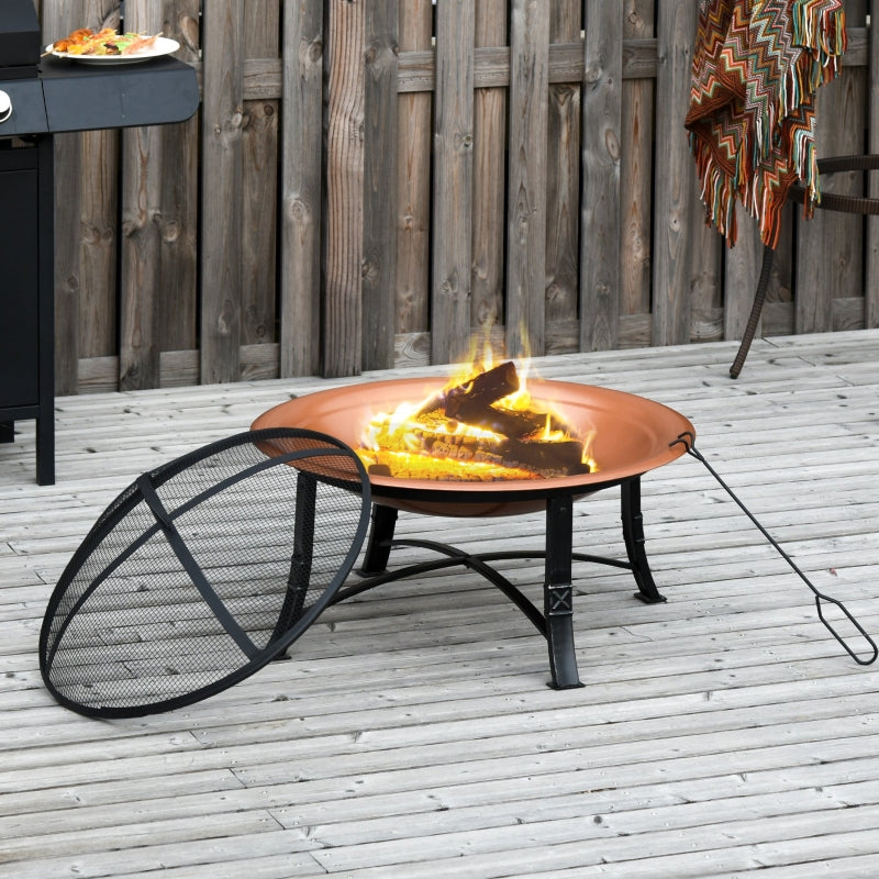 76cm Metal Large Firepit Bowl - Bronze