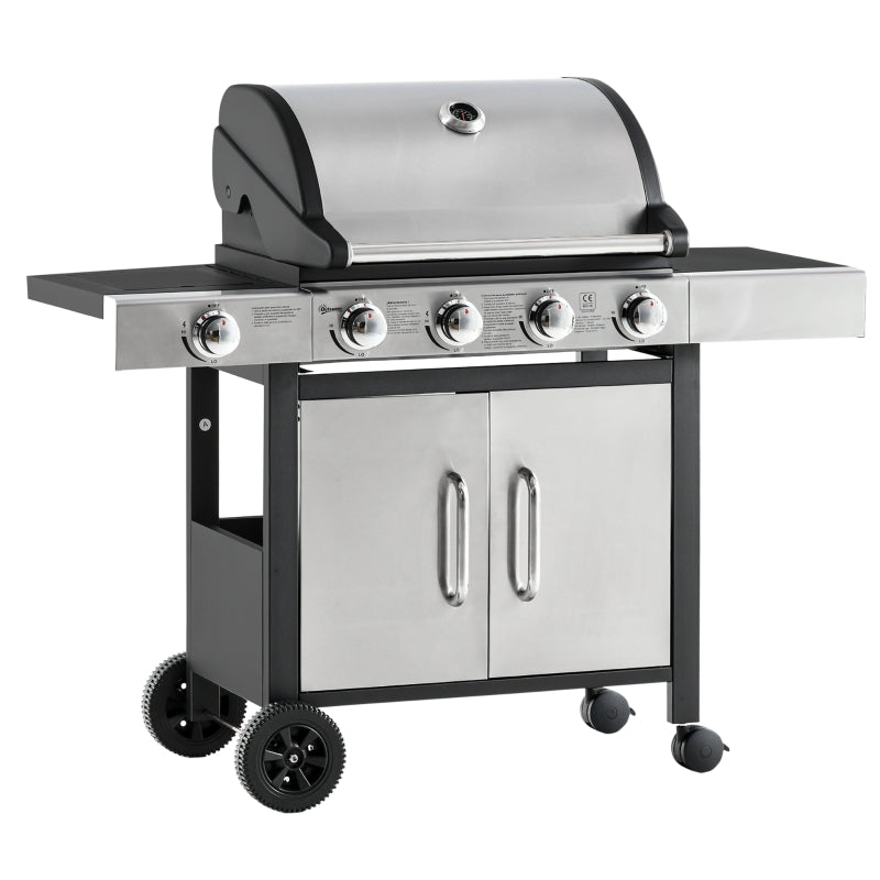 Gas Barbecue Grill 4+1 Burner Garden Smoker BBQ Trolley