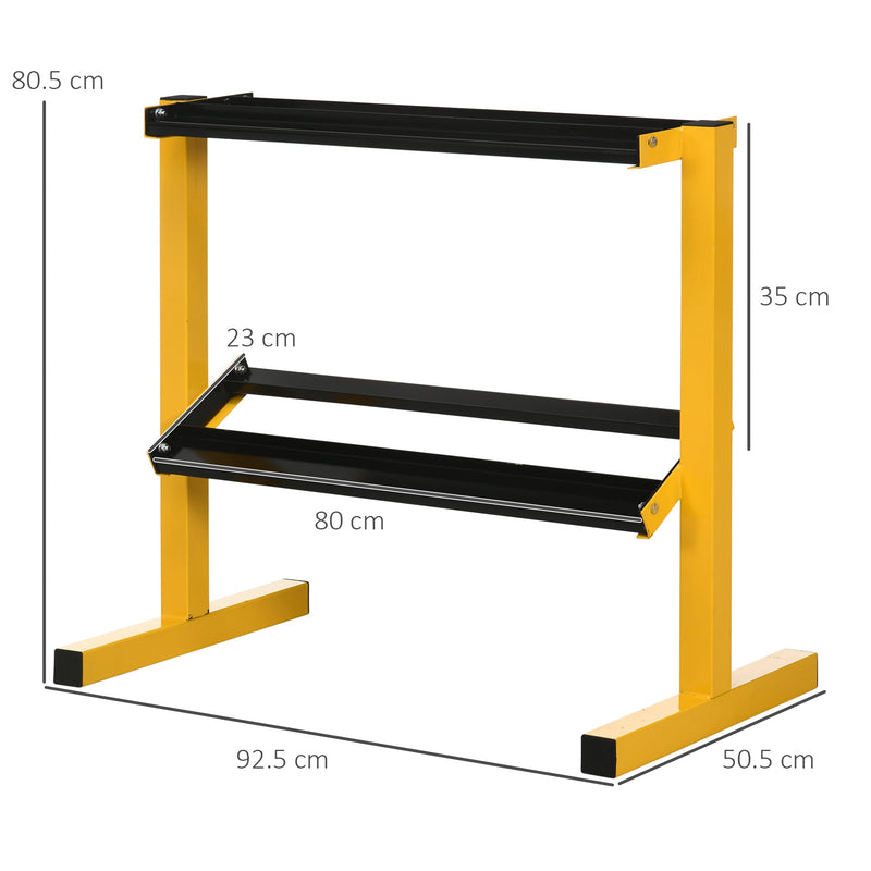 SPORTNOW Dumbbell Rack Stand, 2-Tier Weight Storage Organizer, Stable Dumbbell Holder for Home Gym