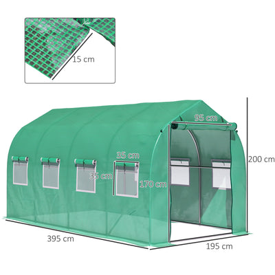 Outsunny Walk in Polytunnel Greenhouse with Windows and Door for Garden, Backyard (4 x 2M)