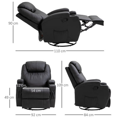 Recliner Armchair Massage , Black