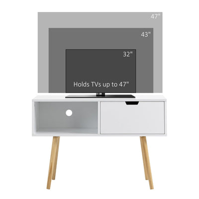 Boxy TV Stand, With Storage - White