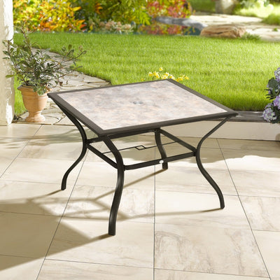 Garden Table With Parasol Hole- Grey