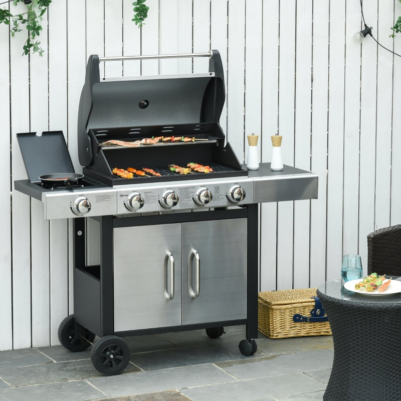 Gas Barbecue Grill 4+1 Burner Garden Smoker BBQ Trolley