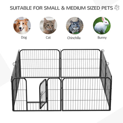 PawHut Heavy Duty Dog Pet Puppy Metal Playpen Play Pen Rabbit Pig Hutch Run Enclosure Foldable Black 80 x 60 cm (Small)