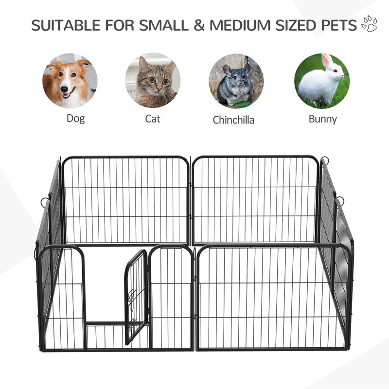 PawHut Heavy Duty Dog Pet Puppy Metal Playpen Play Pen Rabbit Pig Hutch Run Enclosure Foldable Black 80 x 60 cm (Small)