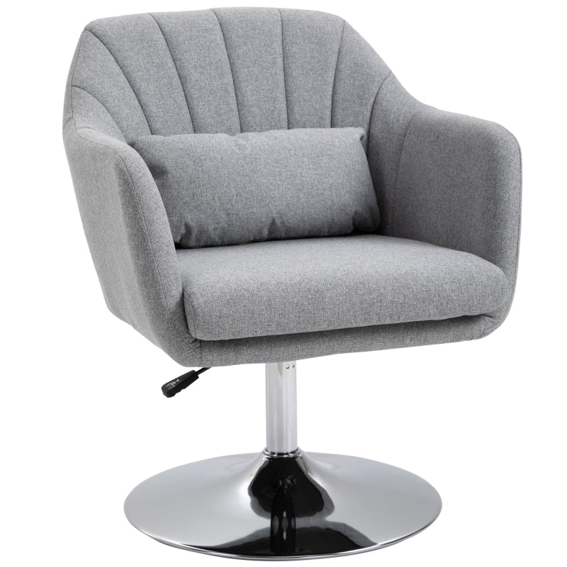 Swivel Base Accent Chair, With Pillow - Light Grey