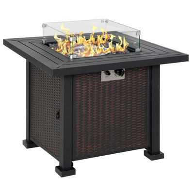 Square Propane Gas Fire Pit Table, Black