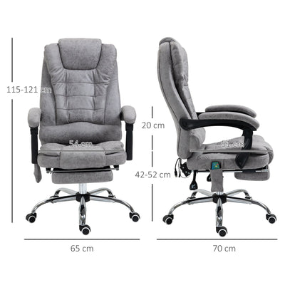 Vinsetto Heated 6 Points Vibration Massage Executive Office Chair Adjustable Swivel Ergonomic High Back Desk Chair Recliner with Footrest Grey