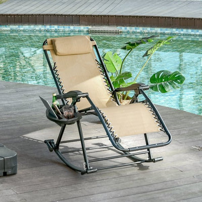 Steel Frame Rocking Chair - Beige