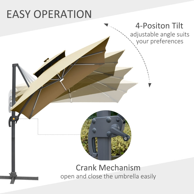 Cantilever Parasol, Outdoor Offset Patio Umbrella- Khaki