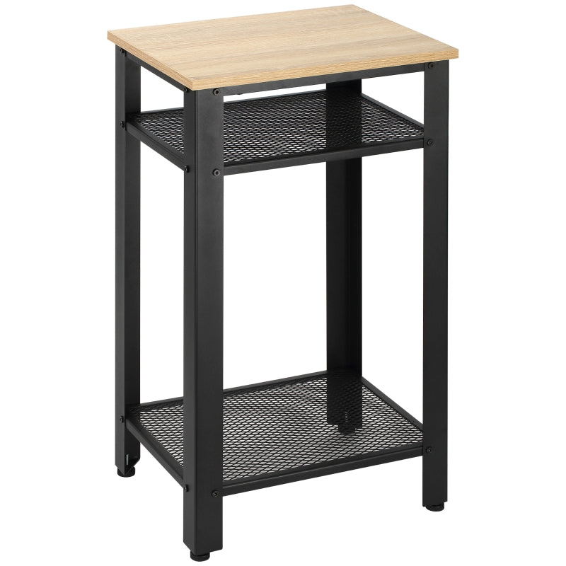 Industrial-Style Boxy Side Table 3 Layer 2 Shelves Storage Display