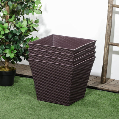 Outdoor Planter Pack Of 4- Brown