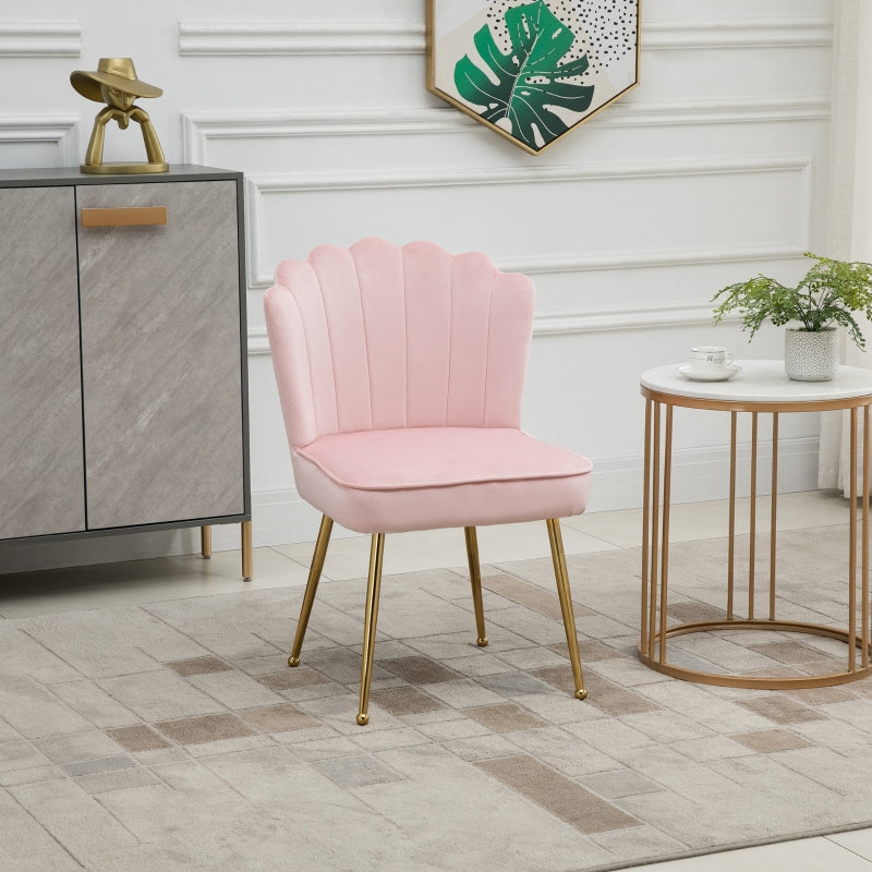 Velvet-Feel Shell Luxe Accent Chair ,Pink