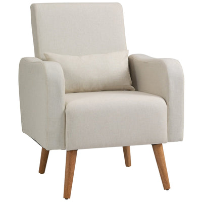 Accent Chair, Linen-Touch Armchair, Cream