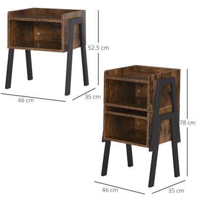 Particle Board Twin-Set Industrial Side Tables - Brown