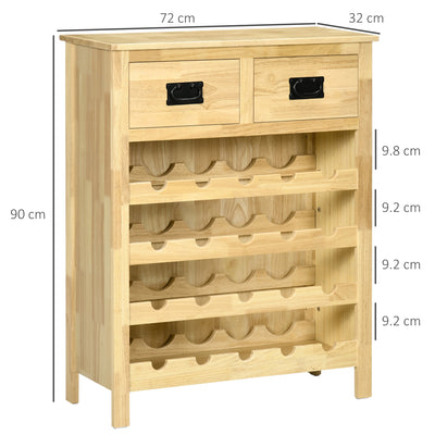 HOMCOM Liquor Cabinet Wine Storage Cabinet with 20-Bottle Wine Racks 2 Drawers for Kitchen Dining Room NaturalÂ WoodÂ Effect