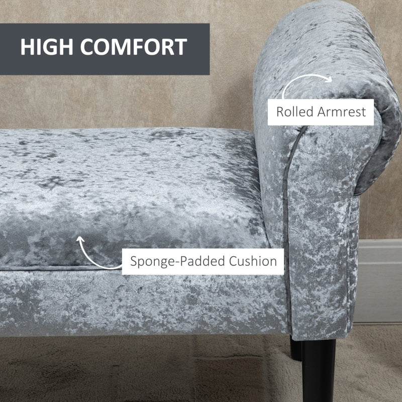 Crushed Velvet-Look Ottoman Seat, With Rolled Ends