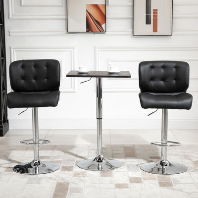 Modern Bar stools Set of 2 Adjustable Height Swivel Bar Chairs with Footrest Black