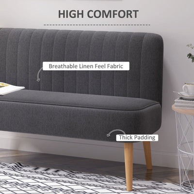 Modern Double Seat Sofa Loveseat Couch , Charcoal Grey