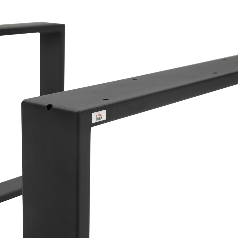 Set Of Two 41 X 70cm Steel Boxy Table Legs - Black