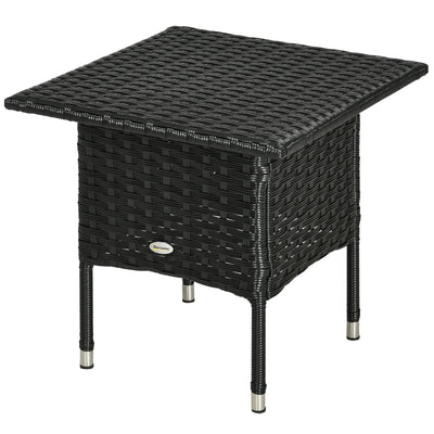 Rattan Side Table- Black