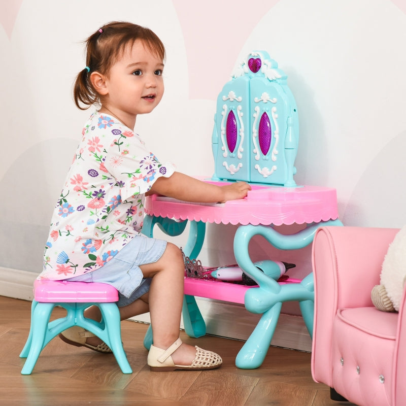 2 In 1 Kids Vanity Dressing Table Play Set , Pink