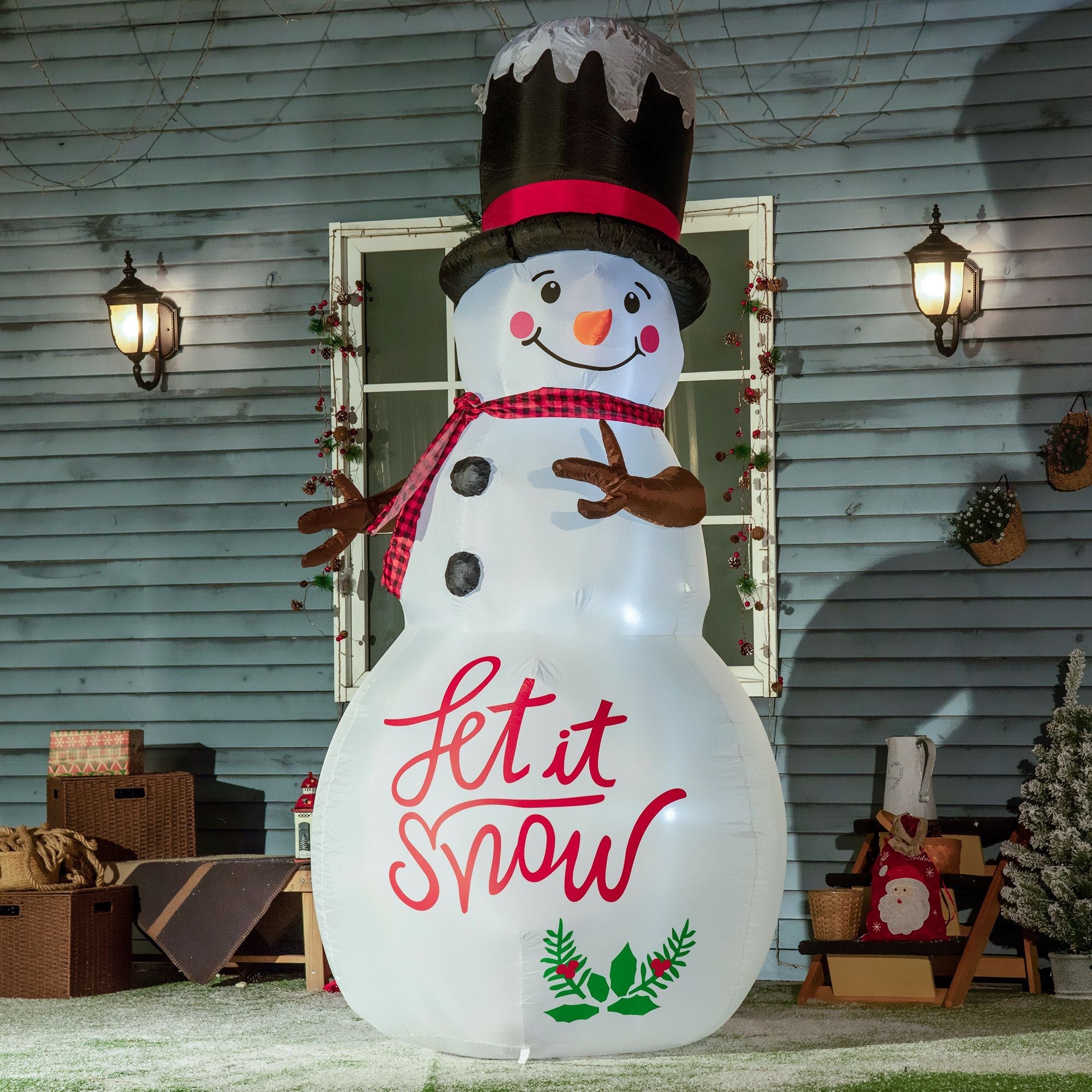 7 FT Christmas Inflatables Giant Snowman Outdoor Decorations, Blow up Snow  Man Yard Decor Built-in Bright LED Light Wear Magic Hat, Weatherproof