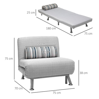 Adjustable Back Futon Sofa Chair - Grey