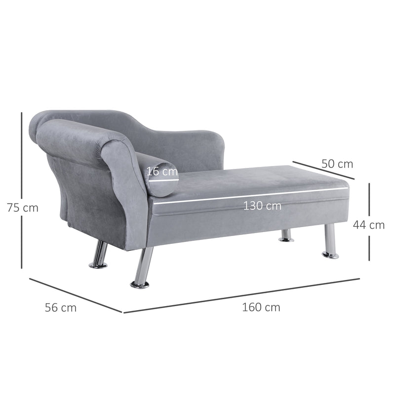 HOMCOM Deluxe Chaise Longue Designer Retro Vintage Style Sofa Lounge Day Bed With Bolster Cushion Grey