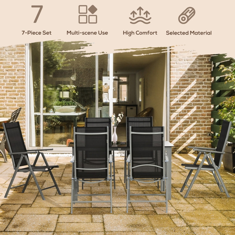 7 Piece Garden Dining Set include Outdoor Table- Black