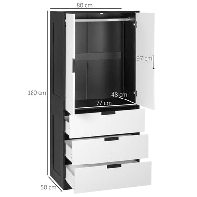 2 Door Wardrobe, Modern , White