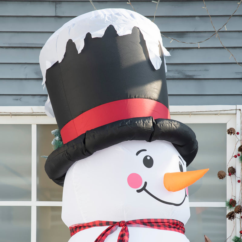 Outsunny 8ft Inflatable Christmas Snowman with Black Hat and Red Scotch Scarf, Blow-Up Outdoor LED Yard Display for Lawn Garden Party