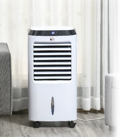 HOMCOM Portable Air Cooler, Evaporative Anion Ice Cooling Fan Water Conditioner Humidifier Unit w/3 Speed, Remote Controller, Timer for Home Bedroom