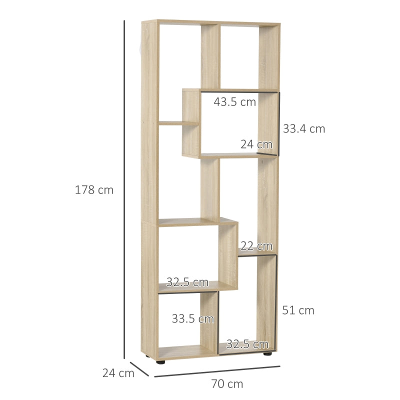 HOMCOM Eight-Section Tall Shelving Unit - Oak Effect