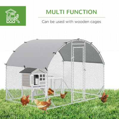 Gallinero galvanizado PawHut Walk In Chicken Run, gallinero, gallinero, jaula para aves de corral, conejera, corral para mascotas, patio trasero con cubierta resistente al agua, 2,8 x 1,9 x 2 m