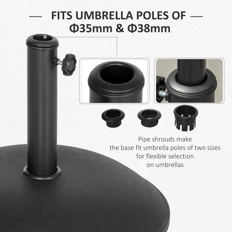 Outsunny 20kg Parasol Base Heavy Duty Cement Umbrella Base Round-Grey/Black