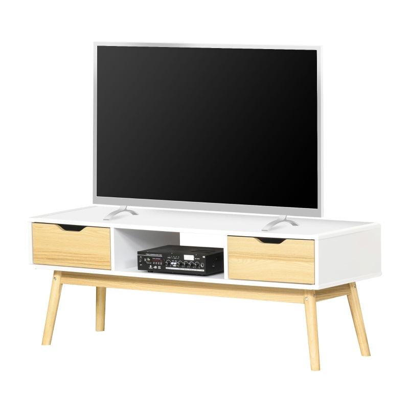 Wooden Base Multi-Storage TV Stand - White