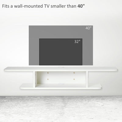 Mueble de TV flotante para televisores de hasta 40 pulgadas, color blanco 